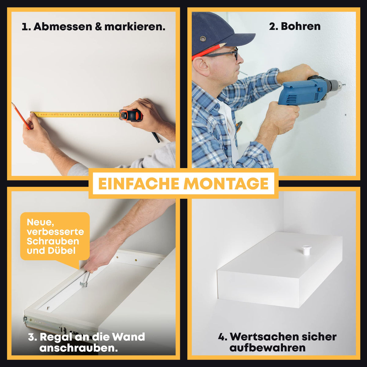 Wandregal mit Geheimfach Weiß, RFID-Schloss – Bild 5