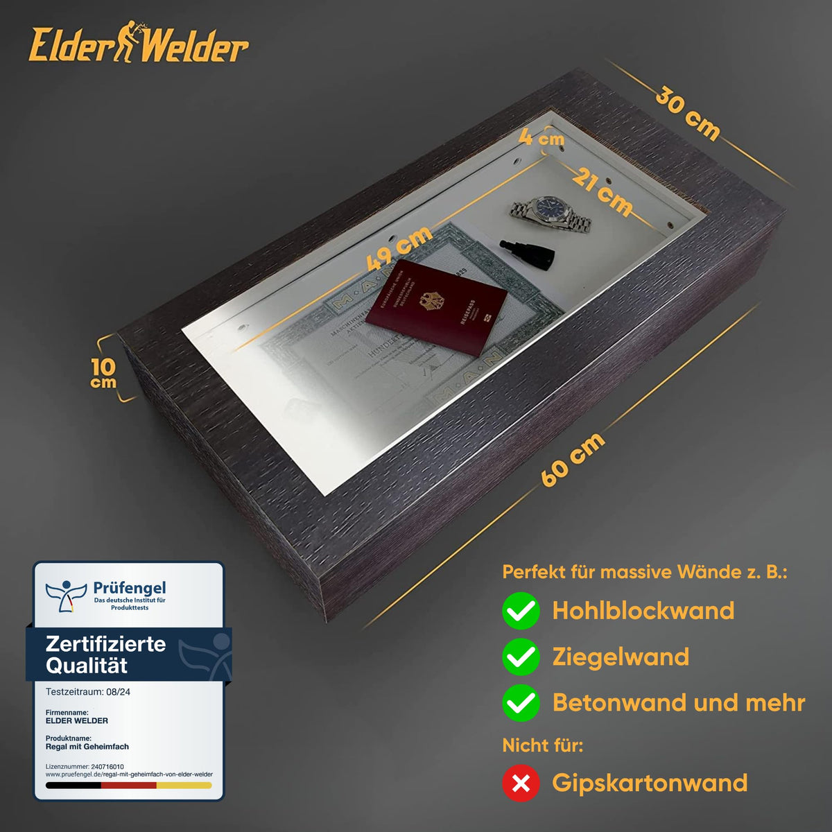 Wandregal mit Geheimfach Wenge – Bild 3