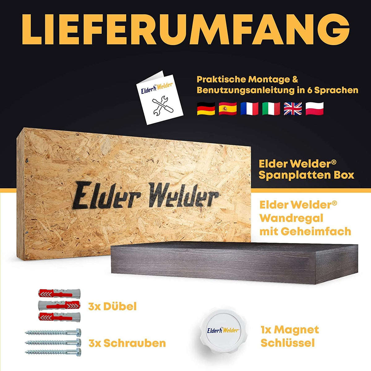 Wandregal mit Geheimfach Wenge – Bild 6
