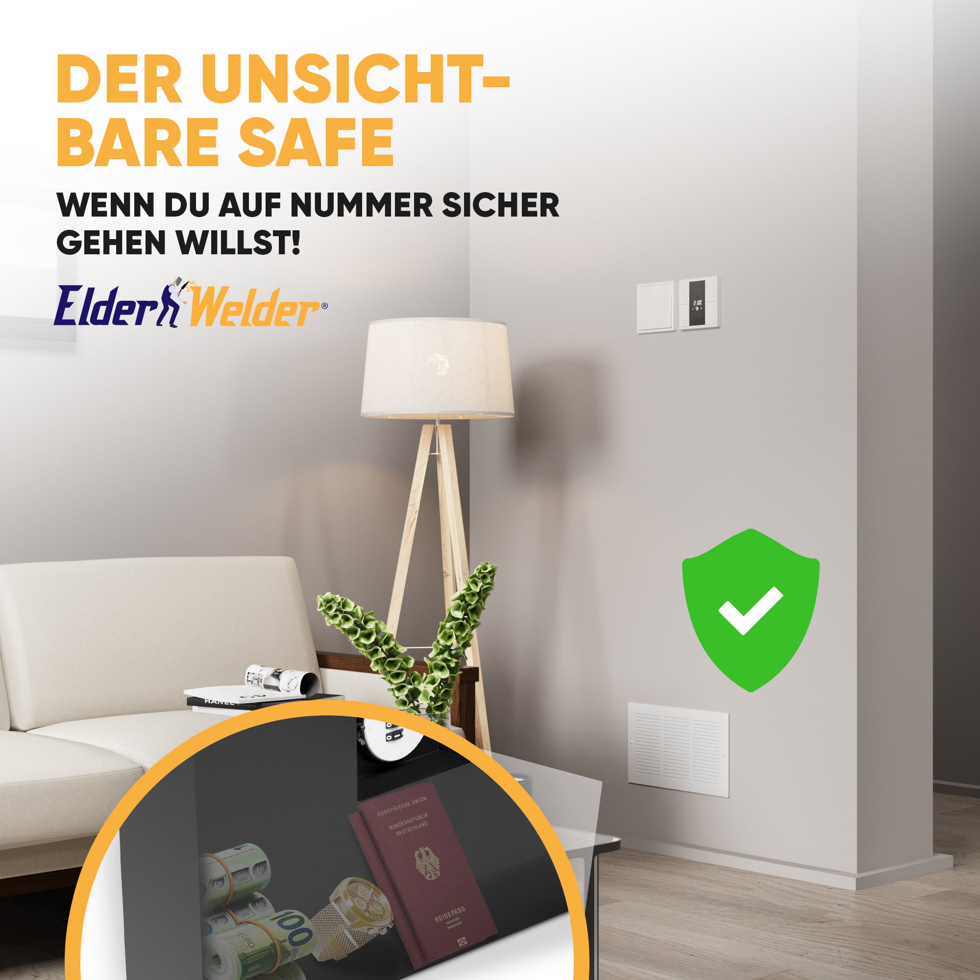 Elder Welder® Lüftungsgitter Tresor mit verstecktem Zahlenschloss