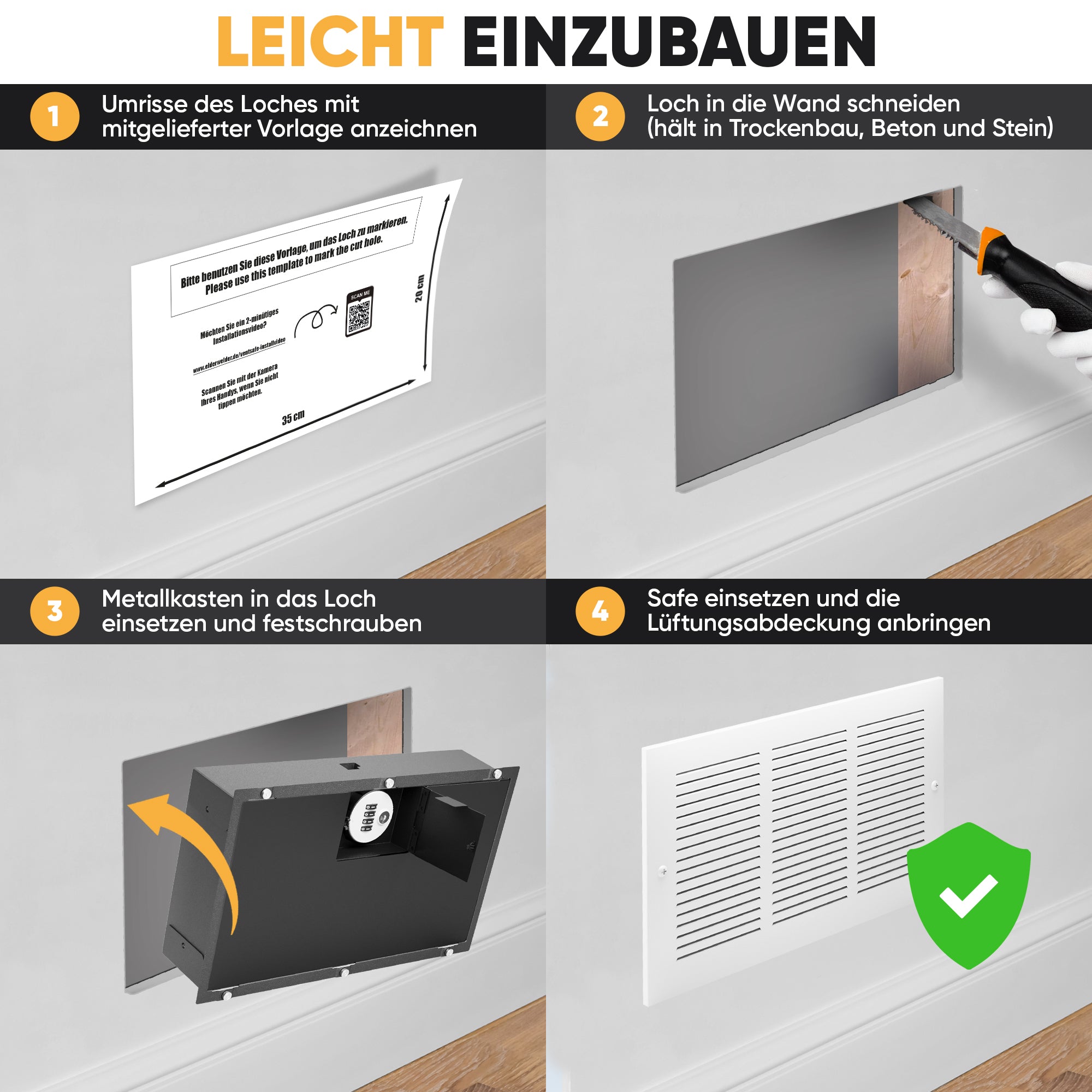 Elder Welder® Lüftungsgitter Tresor mit verstecktem Zahlenschloss