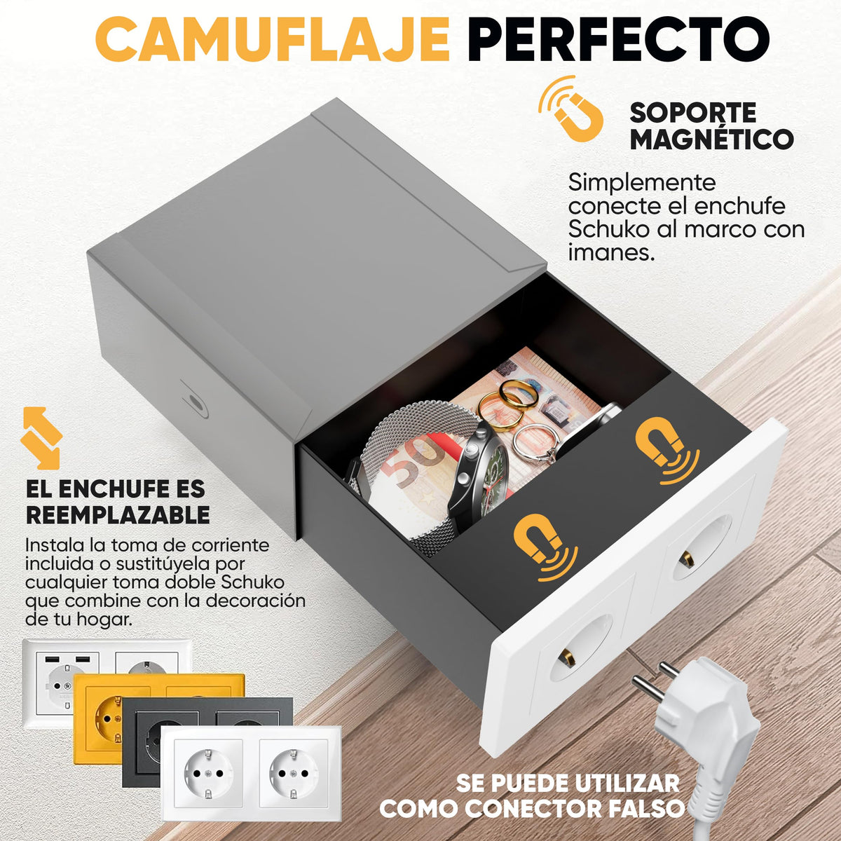 Caja fuerte enchufe magnética doble – imagen 2