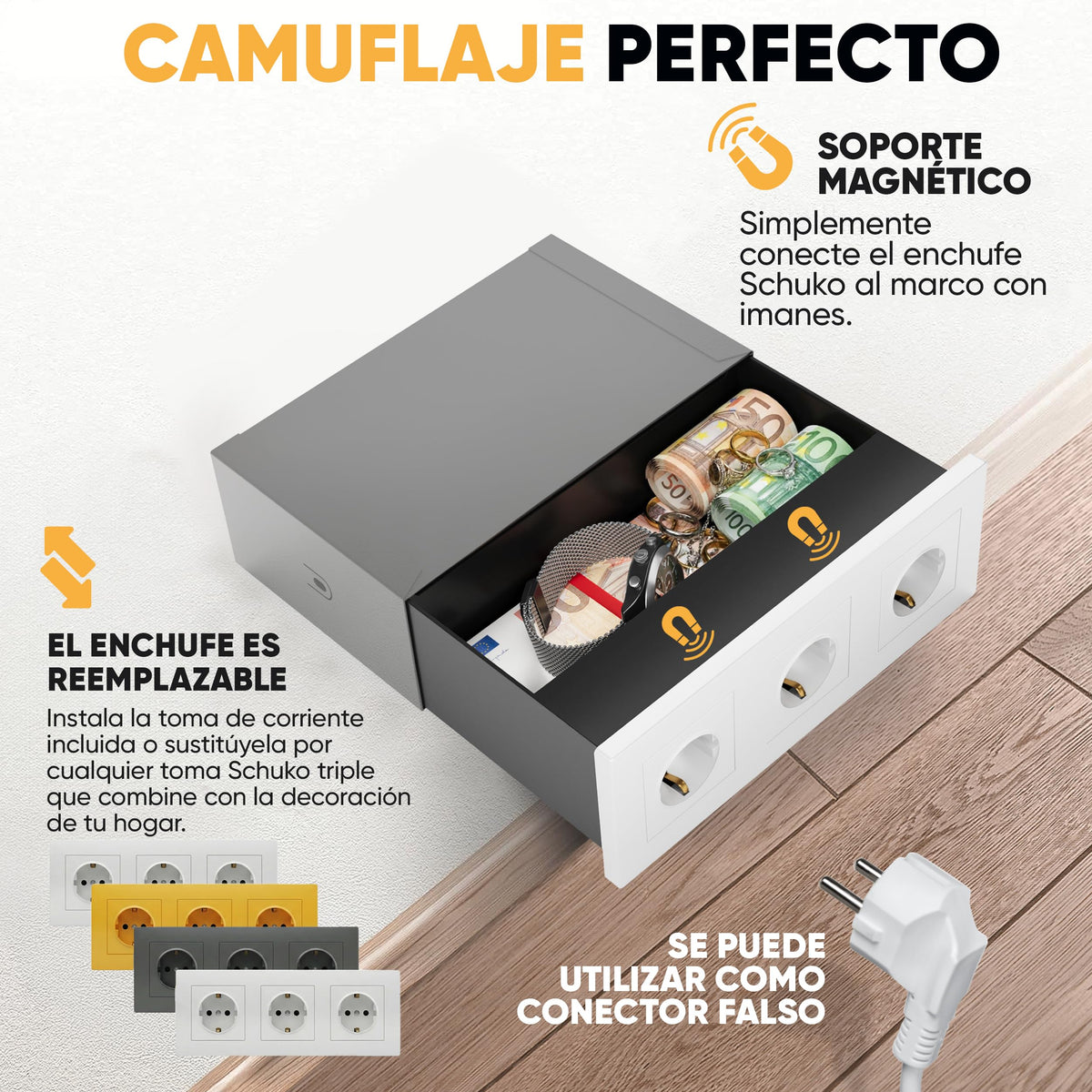 Caja fuerte enchufe magnética triple – imagen 2