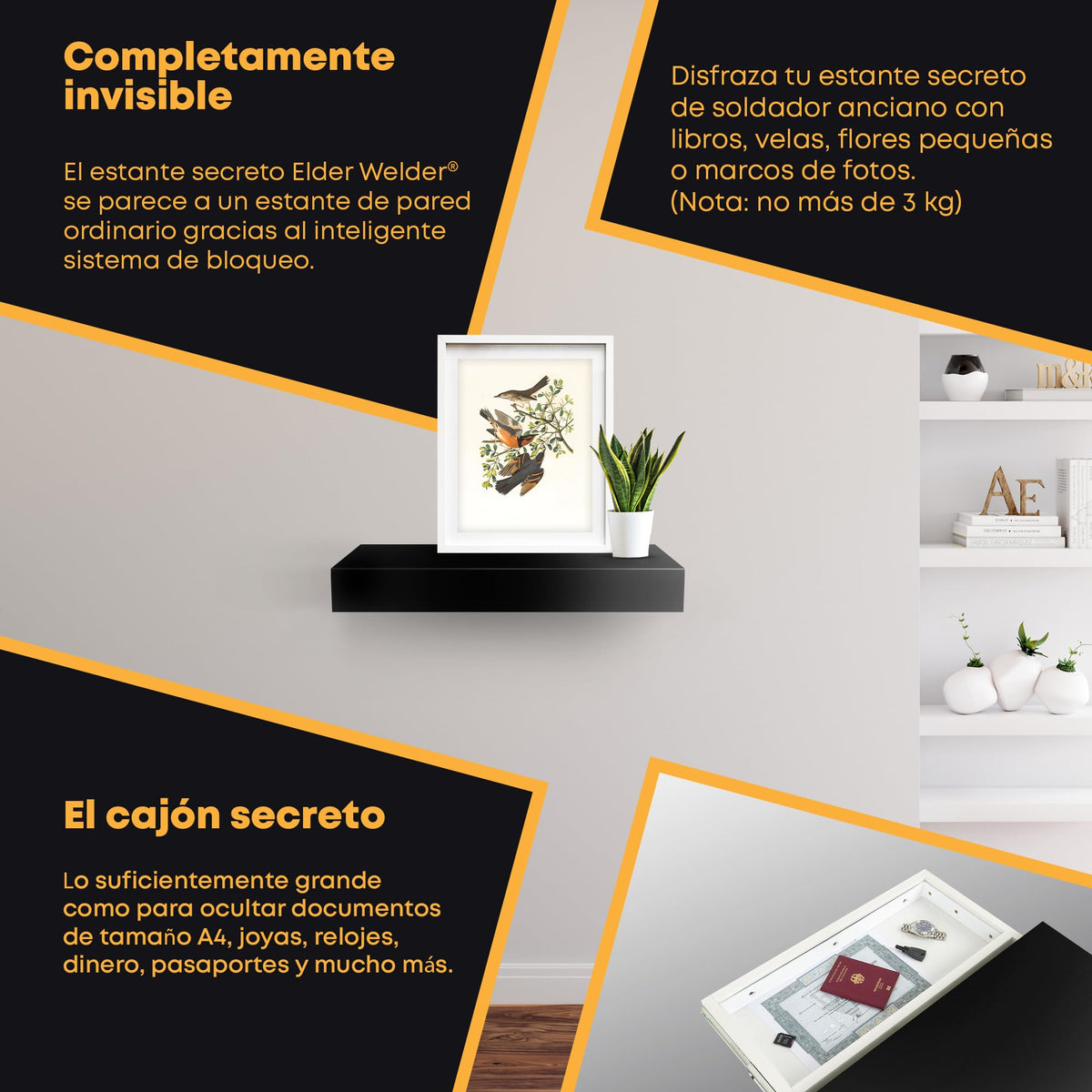Estante con compartimento secreto negro – imagen 4
