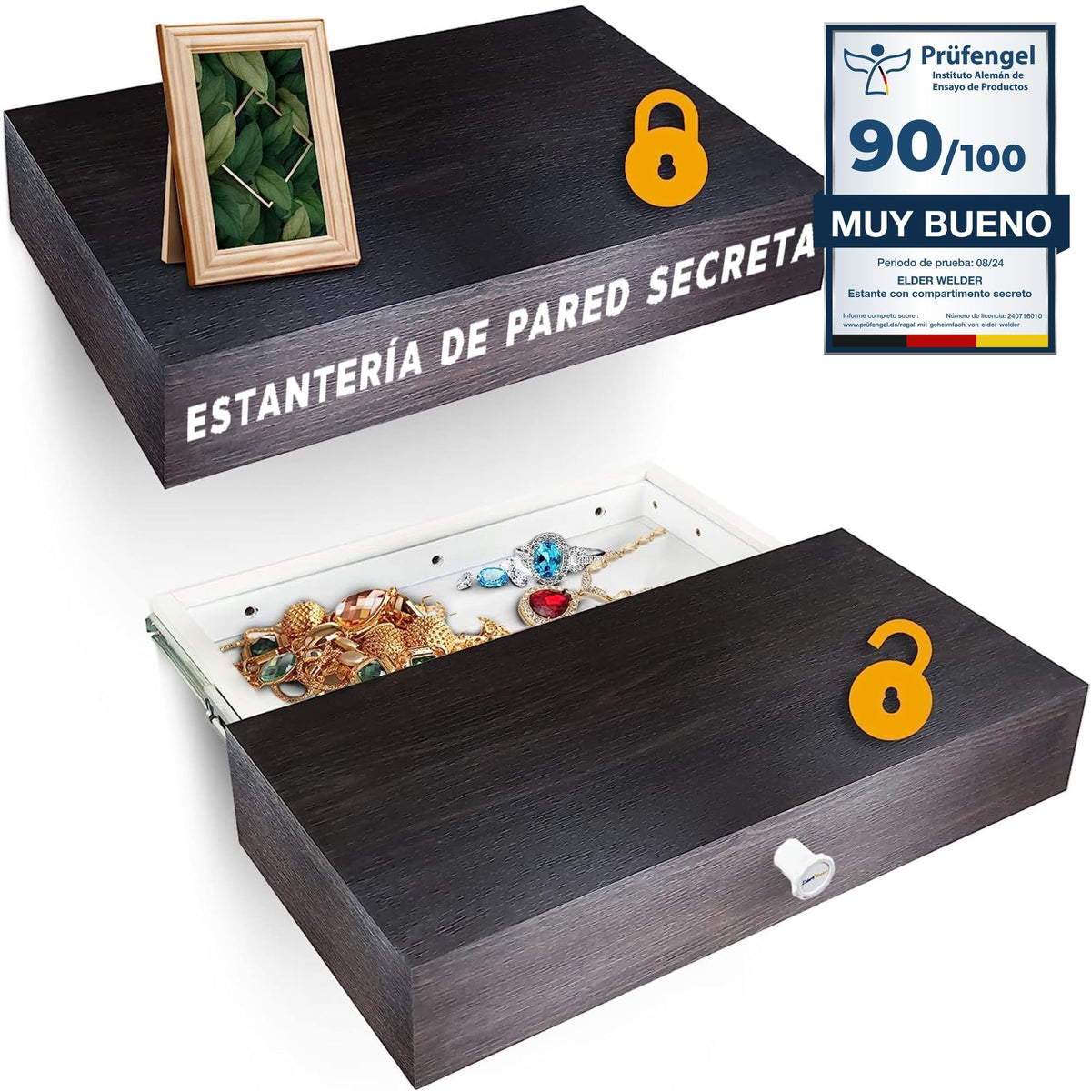Estante con compartimento secreto wengué – imagen 1