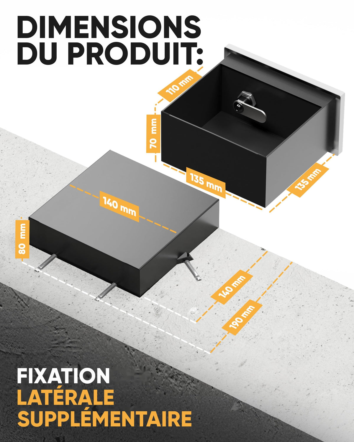 Coffre-fort prise 14 cm – image 3