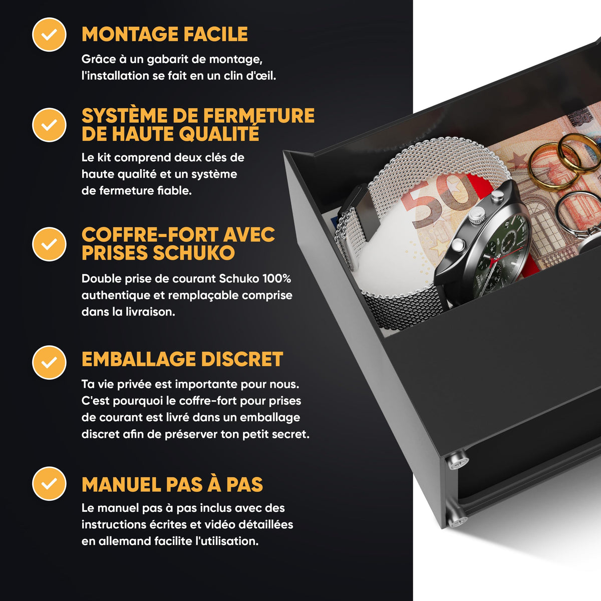 Coffre-fort prise magnétique double – image 6