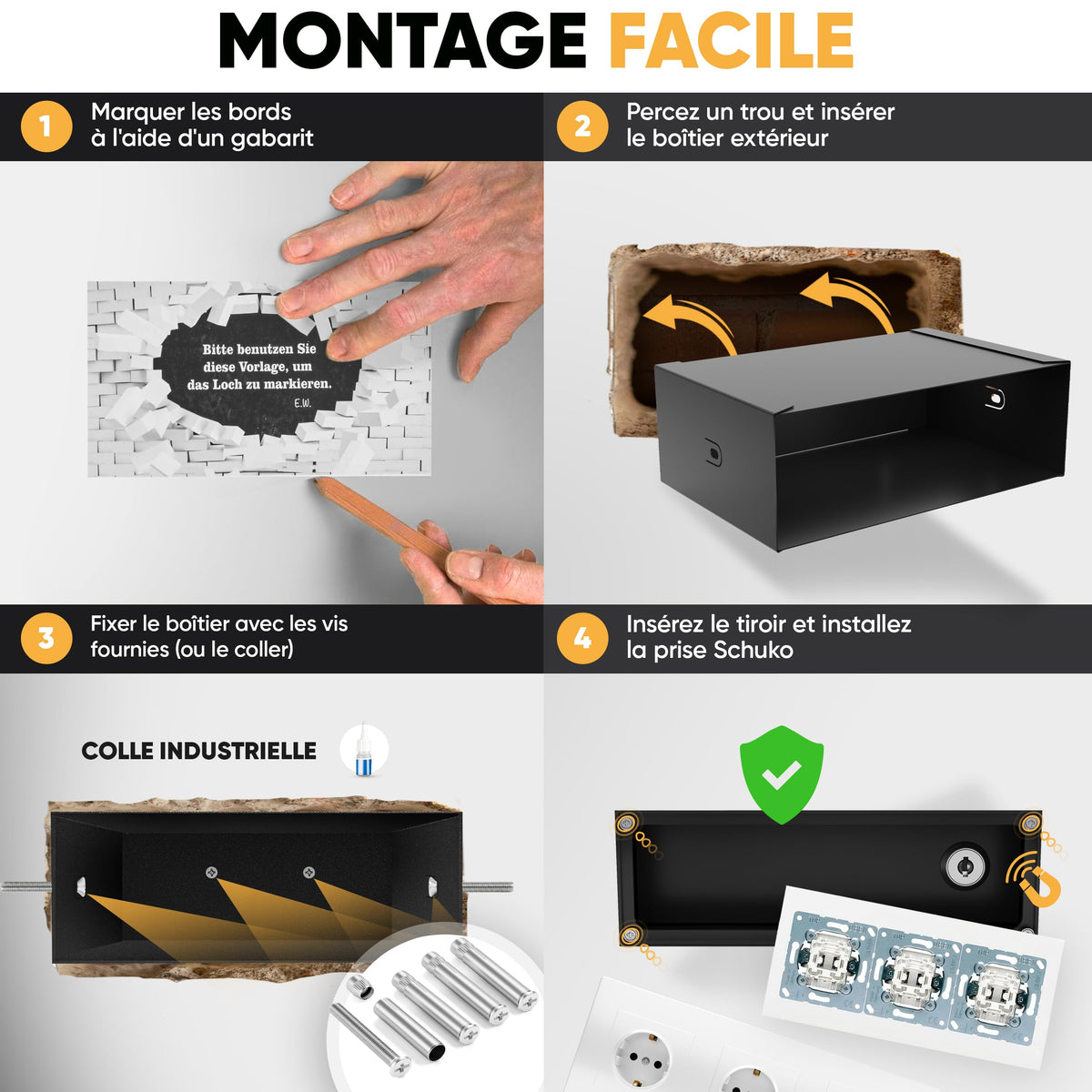 Coffre-fort prise magnétique triple – image 4
