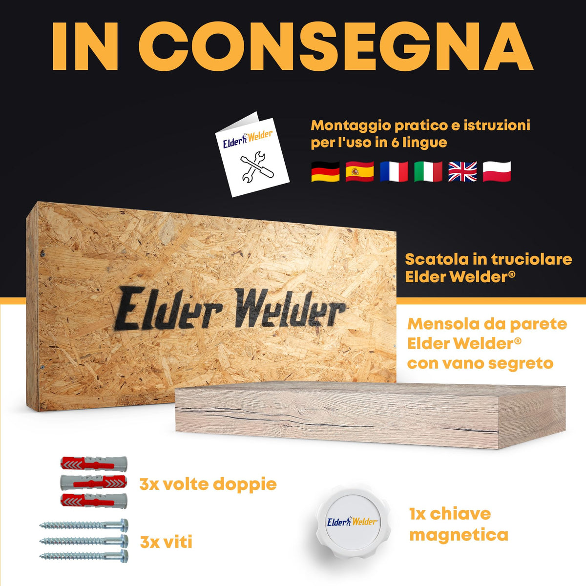 Mensola con scomparto segreto rovere Halifax – immagine 6