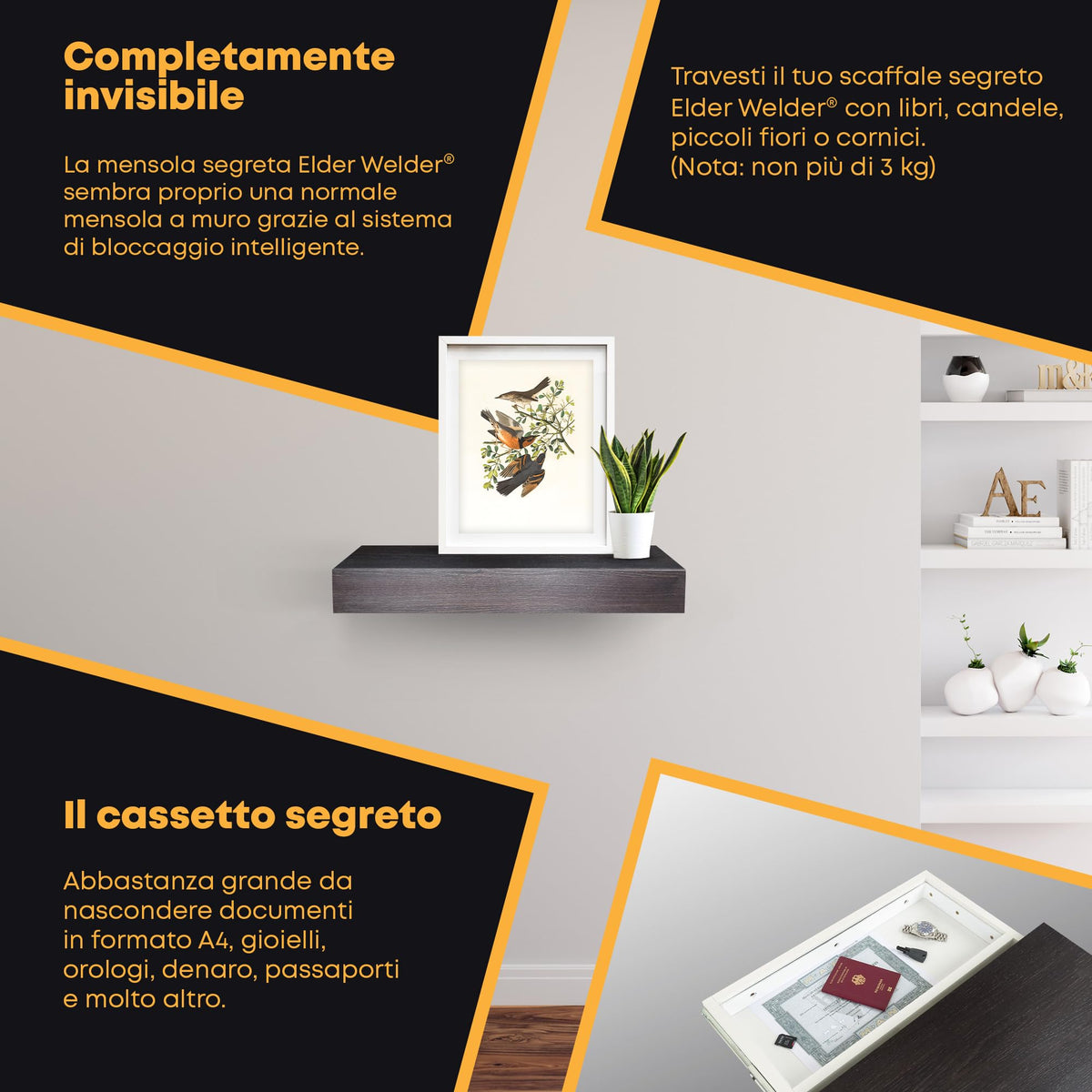 Mensola con scomparto segreto wengé – immagine 4