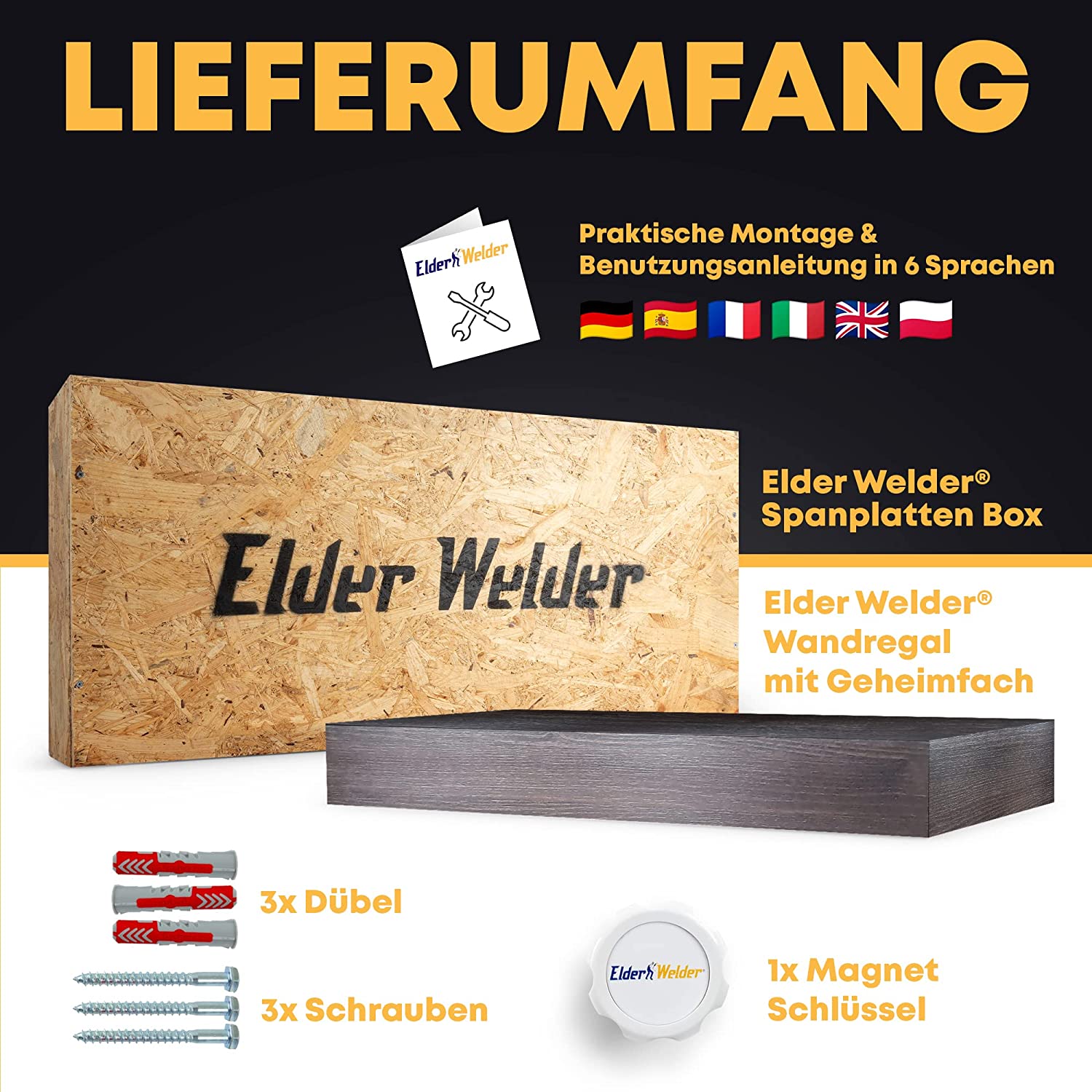 Wandregal mit Geheimfach (Wenge)