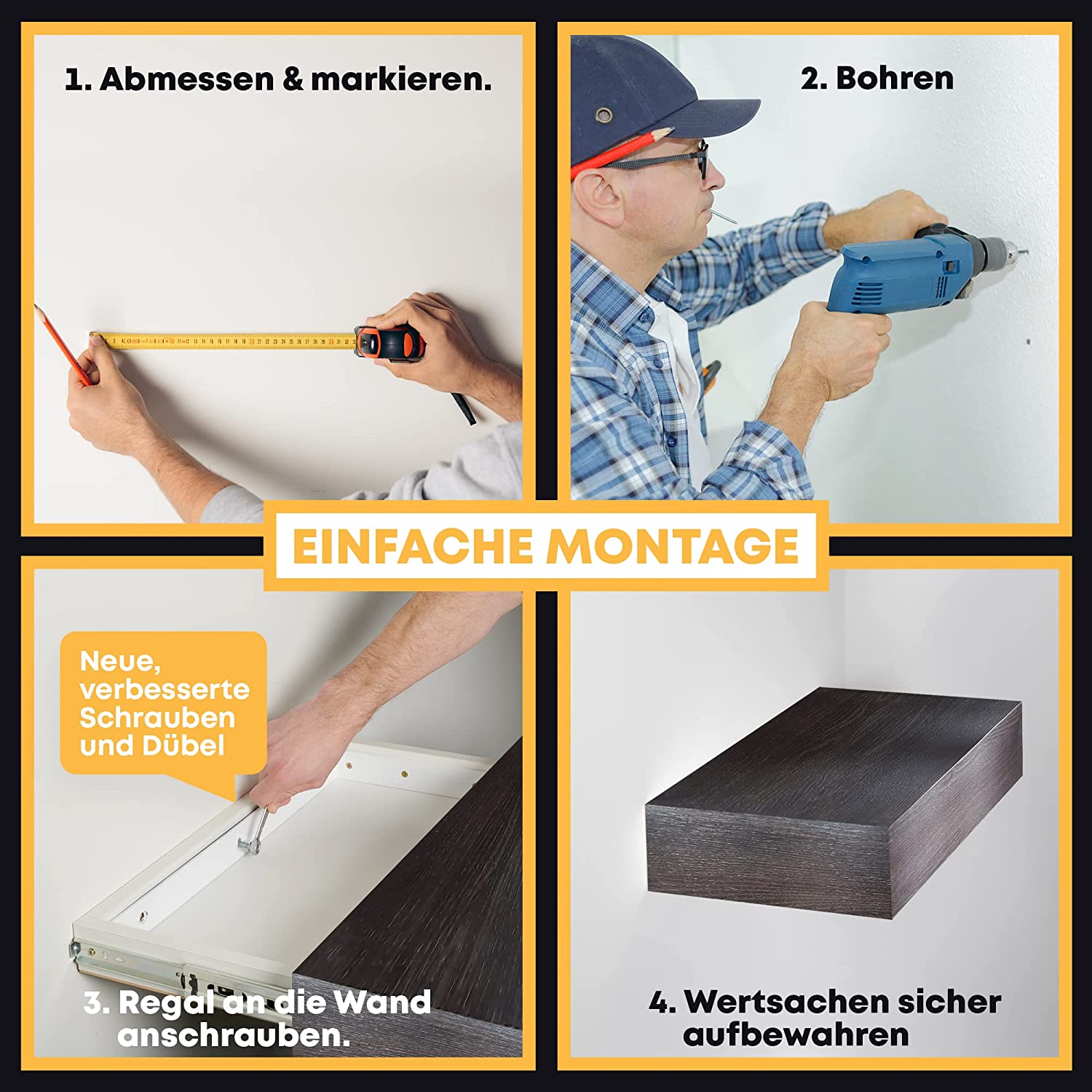 Wandregal mit Geheimfach (Wenge)