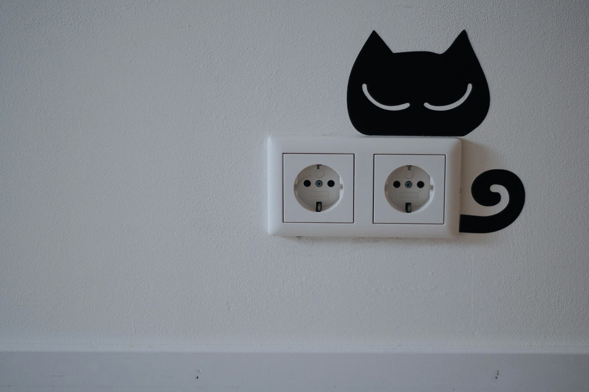 Weiße Schuko-Doppelsteckdose an einer hellen Wand
