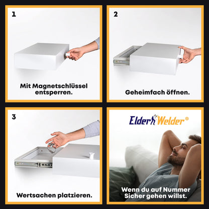 Wandregal mit Geheimfach Weiß, Magnetverschluss – Bild 2 