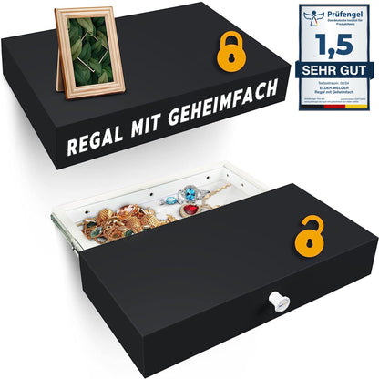Wandregal mit Geheimfach Schwarz – Hauptbild 