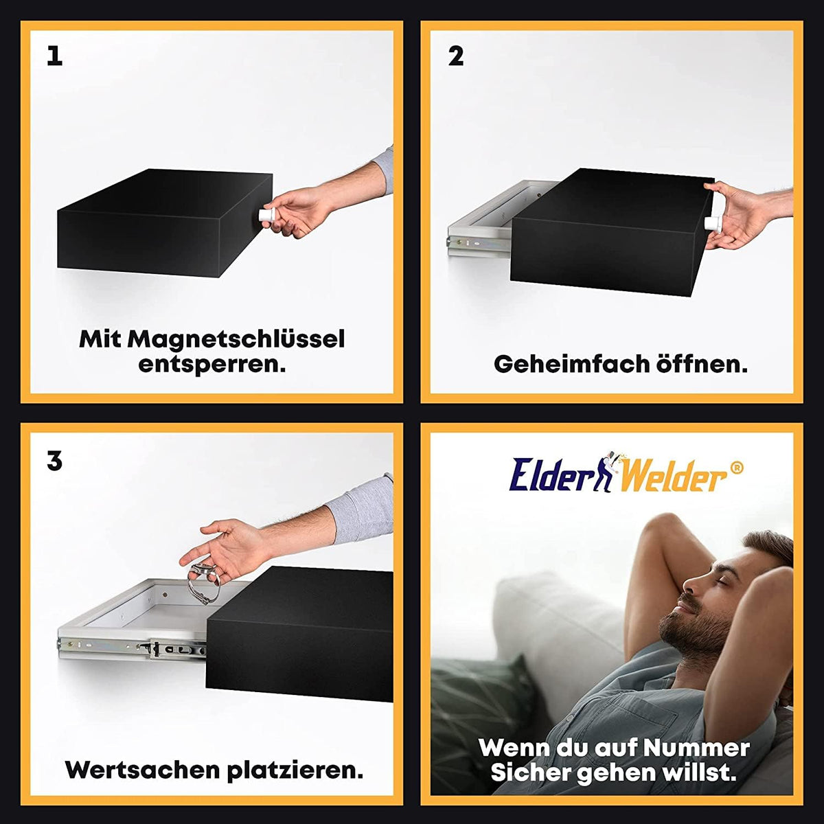Wandregal mit Geheimfach Schwarz – Bild 2 