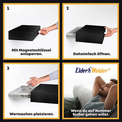 Wandregal mit Geheimfach Schwarz – Bild 2 