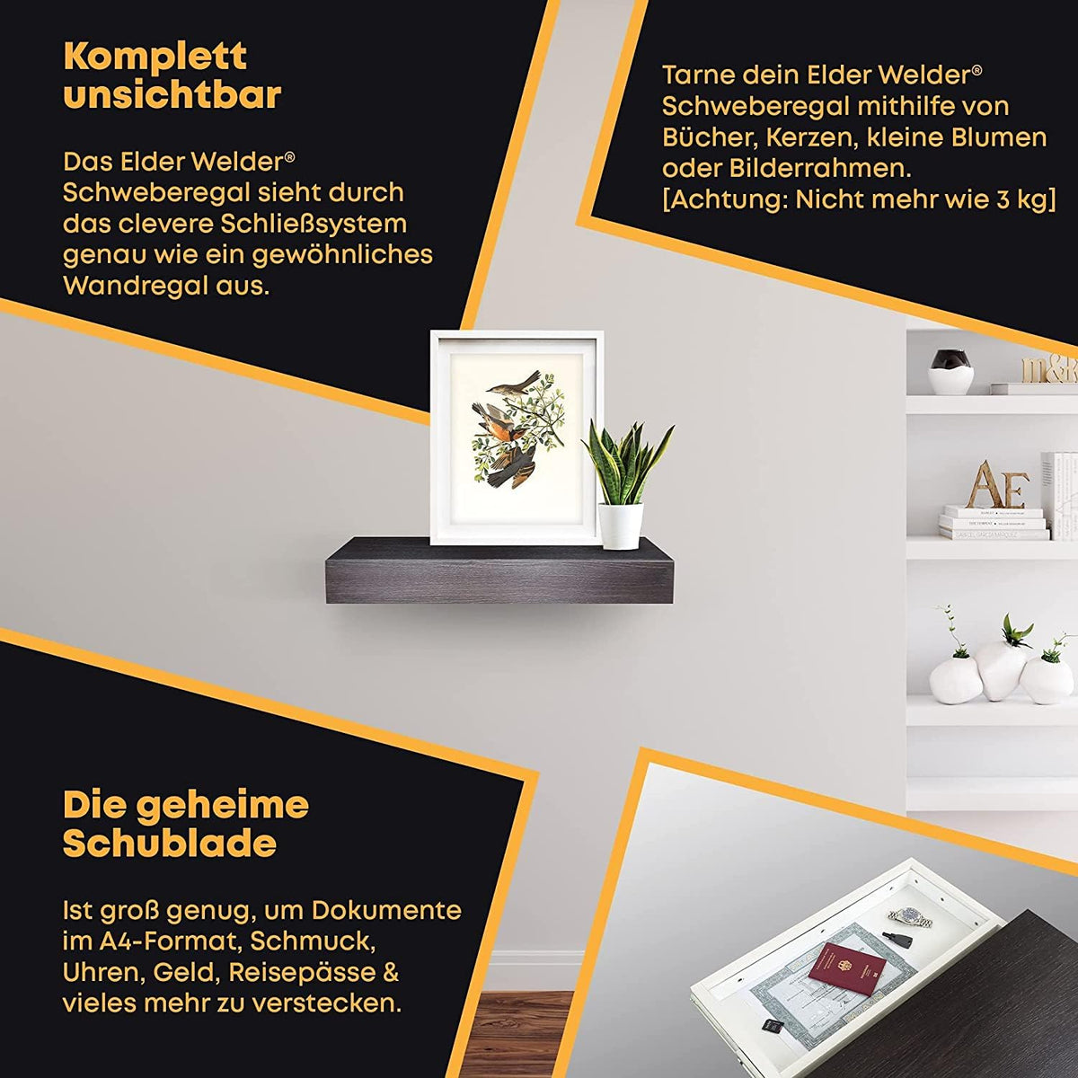 Wandregal mit Geheimfach Wenge – Bild 4 