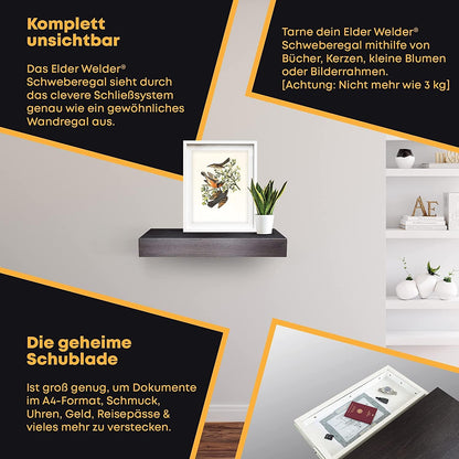 Wandregal mit Geheimfach Wenge – Bild 4 