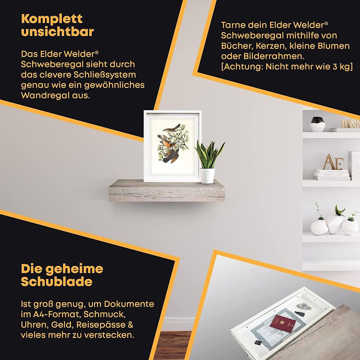 Wandregal mit Geheimfach Halifax-Eiche – Bild 4 