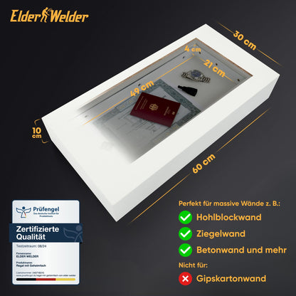 Wandregal mit Geheimfach Weiß, Magnetverschluss – Bild 3 