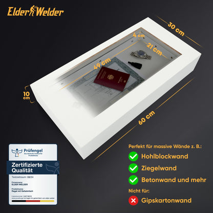 Wandregal mit Geheimfach Weiß, RFID-Schloss – Bild 3 