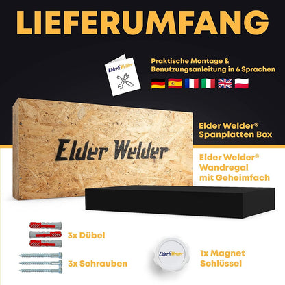 Wandregal mit Geheimfach Schwarz – Bild 6 