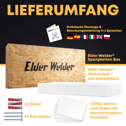 Wandregal mit Geheimfach Weiß, RFID-Schloss – Bild 6 