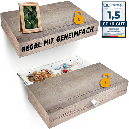 Wandregal mit Geheimfach Halifax-Eiche – Hauptbild 