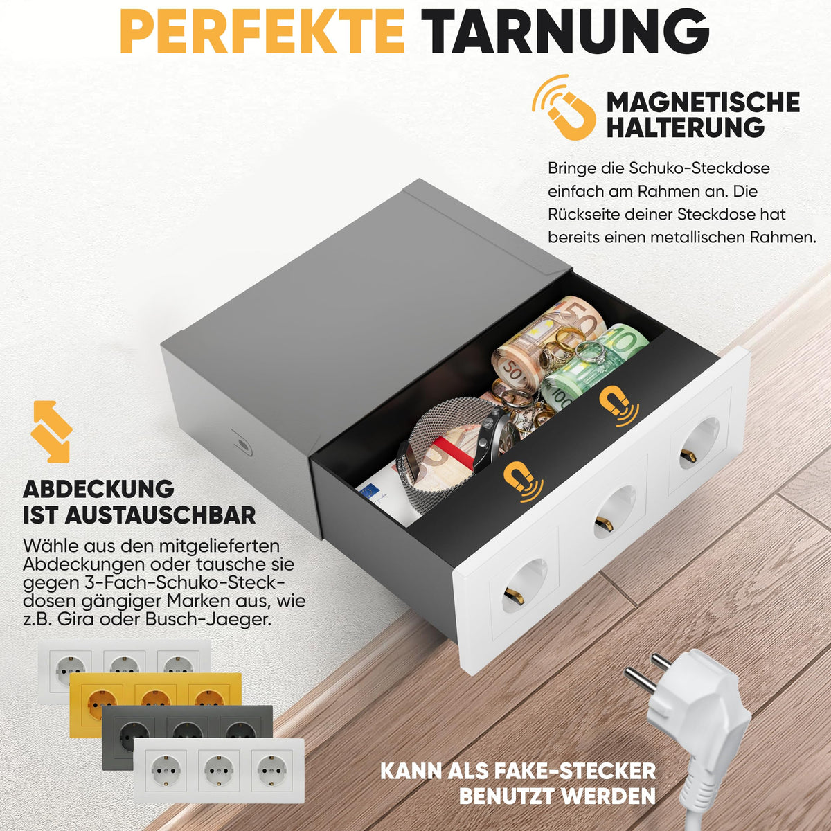 Magnet-Steckdosentresor 3-fach – Bild 2 #steckdose_3-fach