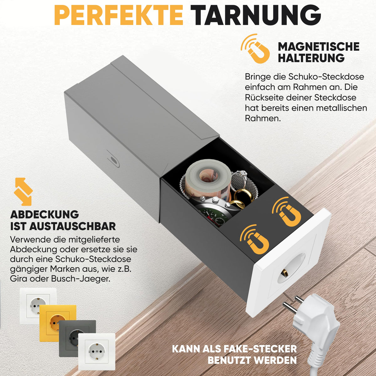 Magnet-Steckdosentresor Einzel – Bild 2 #steckdose_einzel
