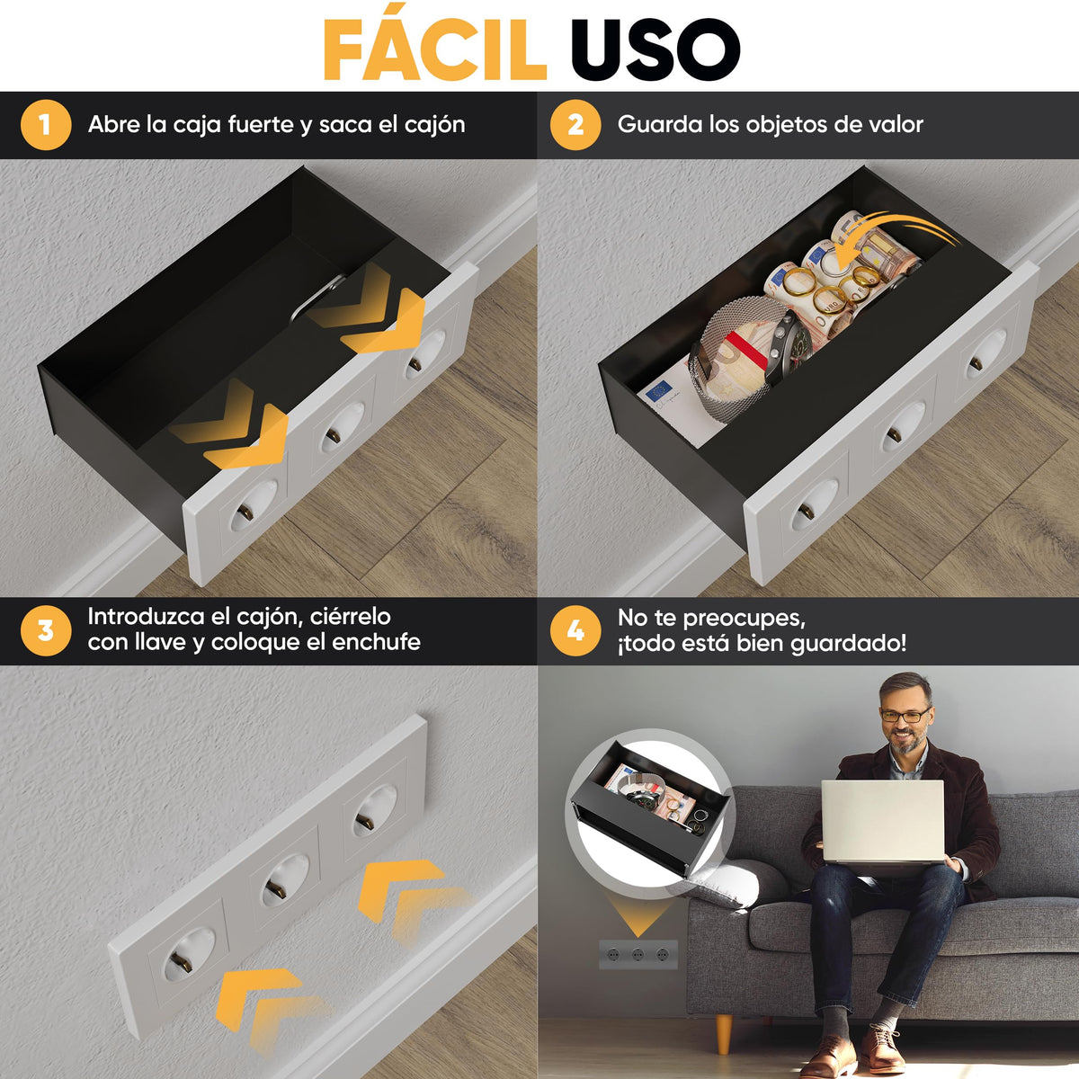 Caja fuerte enchufe magnética triple – imagen 3