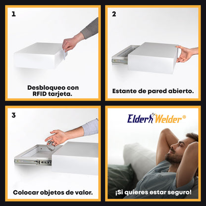 Estante con compartimento secreto blanco, cerradura RFID – imagen 2
