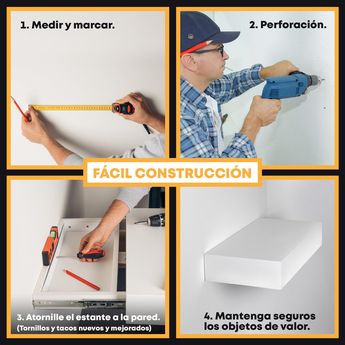 Estante con compartimento secreto blanco, cerradura RFID – imagen 5