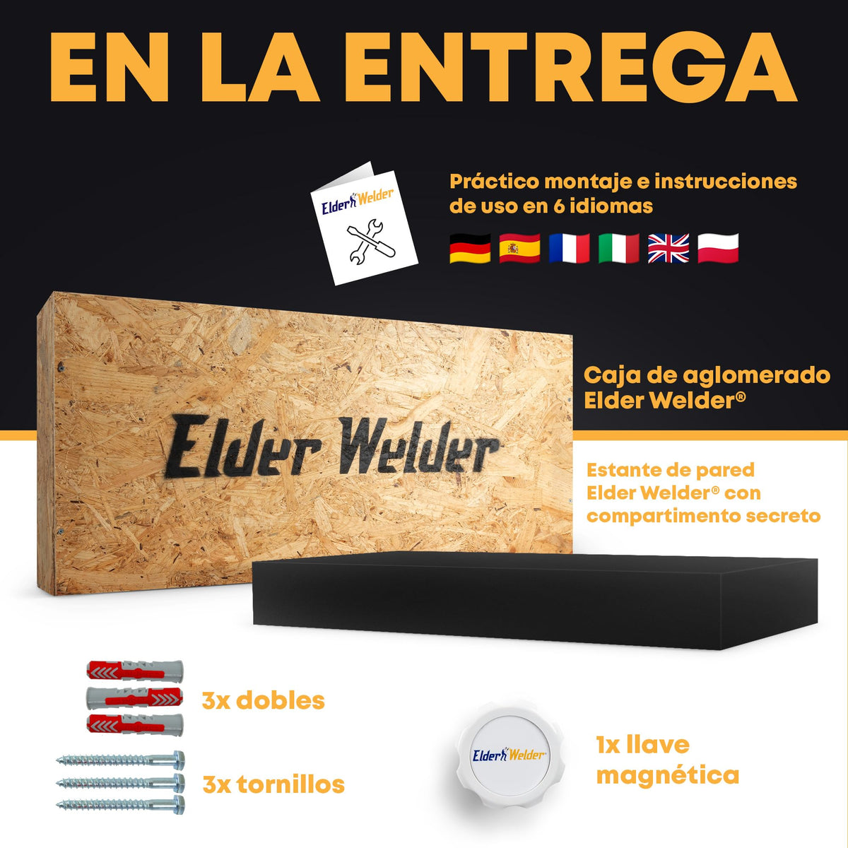 Estante con compartimento secreto negro – imagen 6