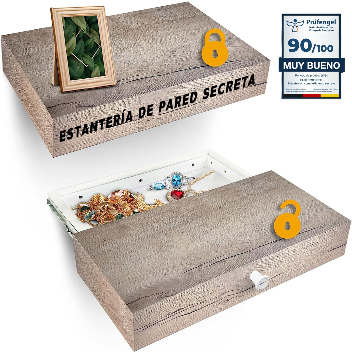 Estante con compartimento secreto roble Halifax – imagen 1