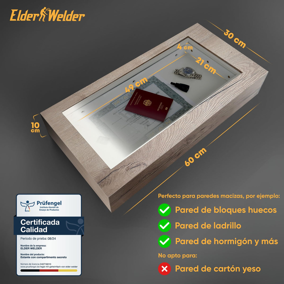 Estante con compartimento secreto roble Halifax – imagen 3