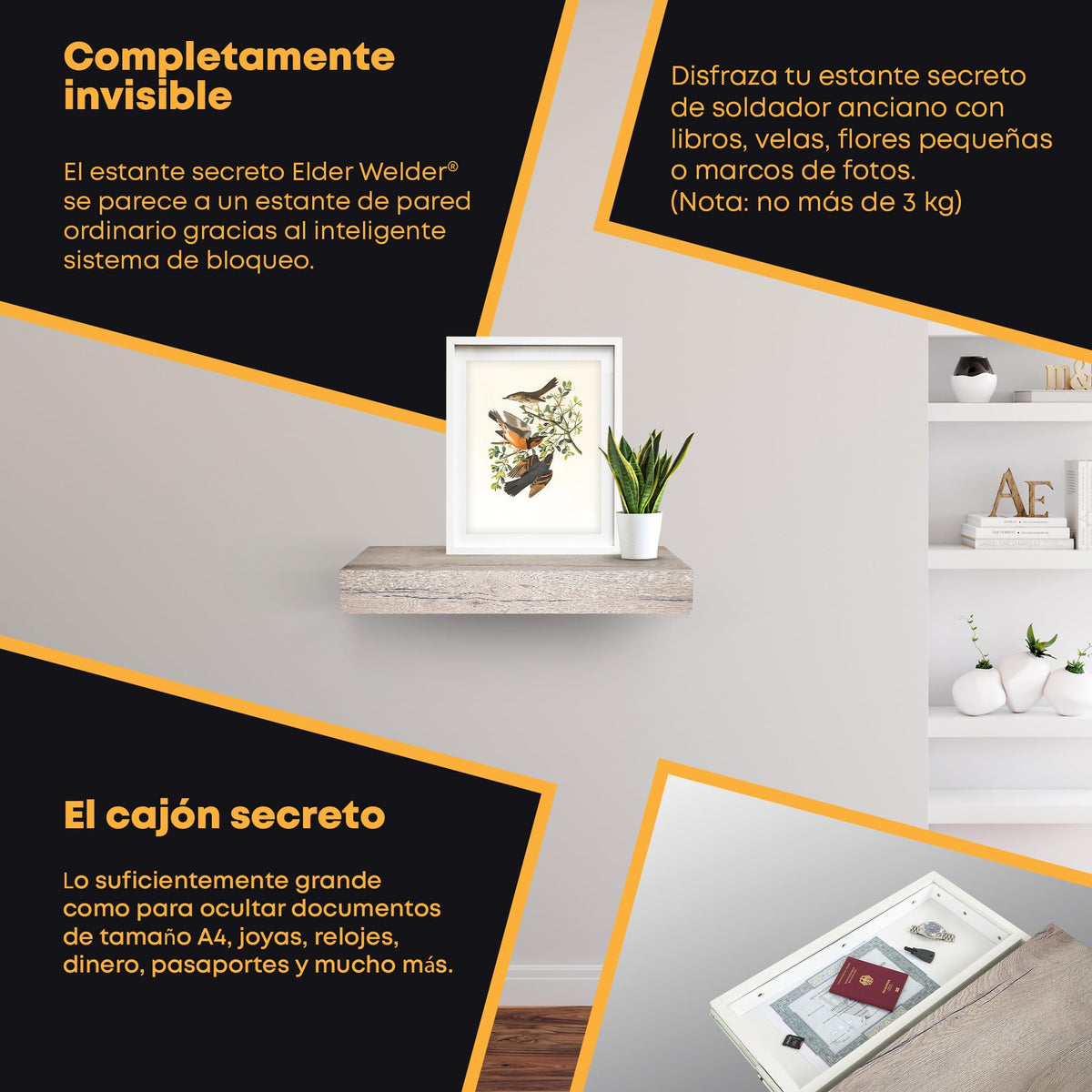 Estante con compartimento secreto roble Halifax – imagen 4