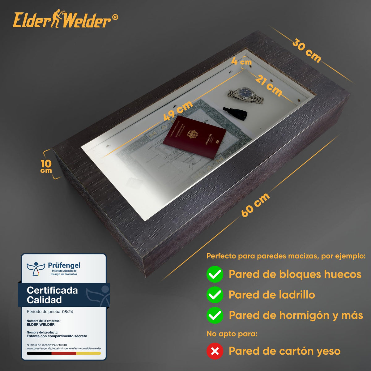 Estante con compartimento secreto wengué – imagen 3