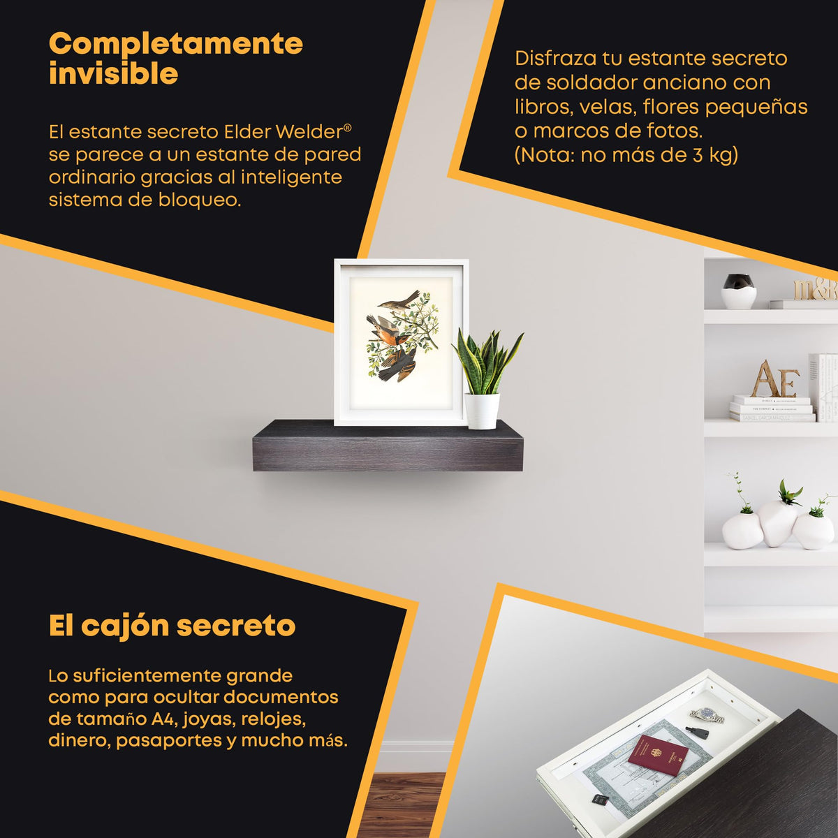 Estante con compartimento secreto wengué – imagen 4