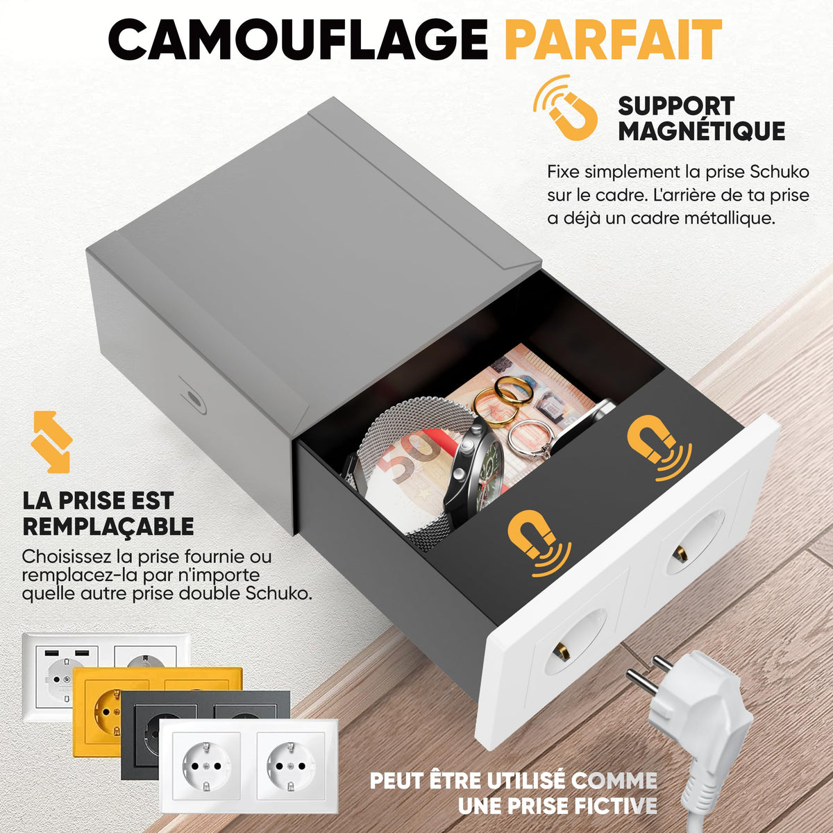 Coffre-fort prise magnétique double – image 2