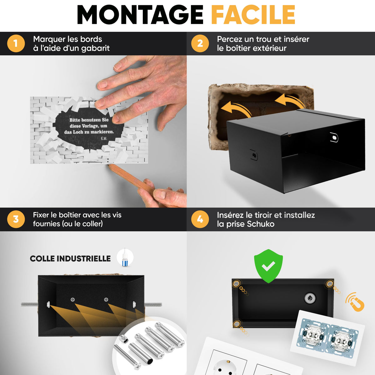 Coffre-fort prise magnétique double – image 4