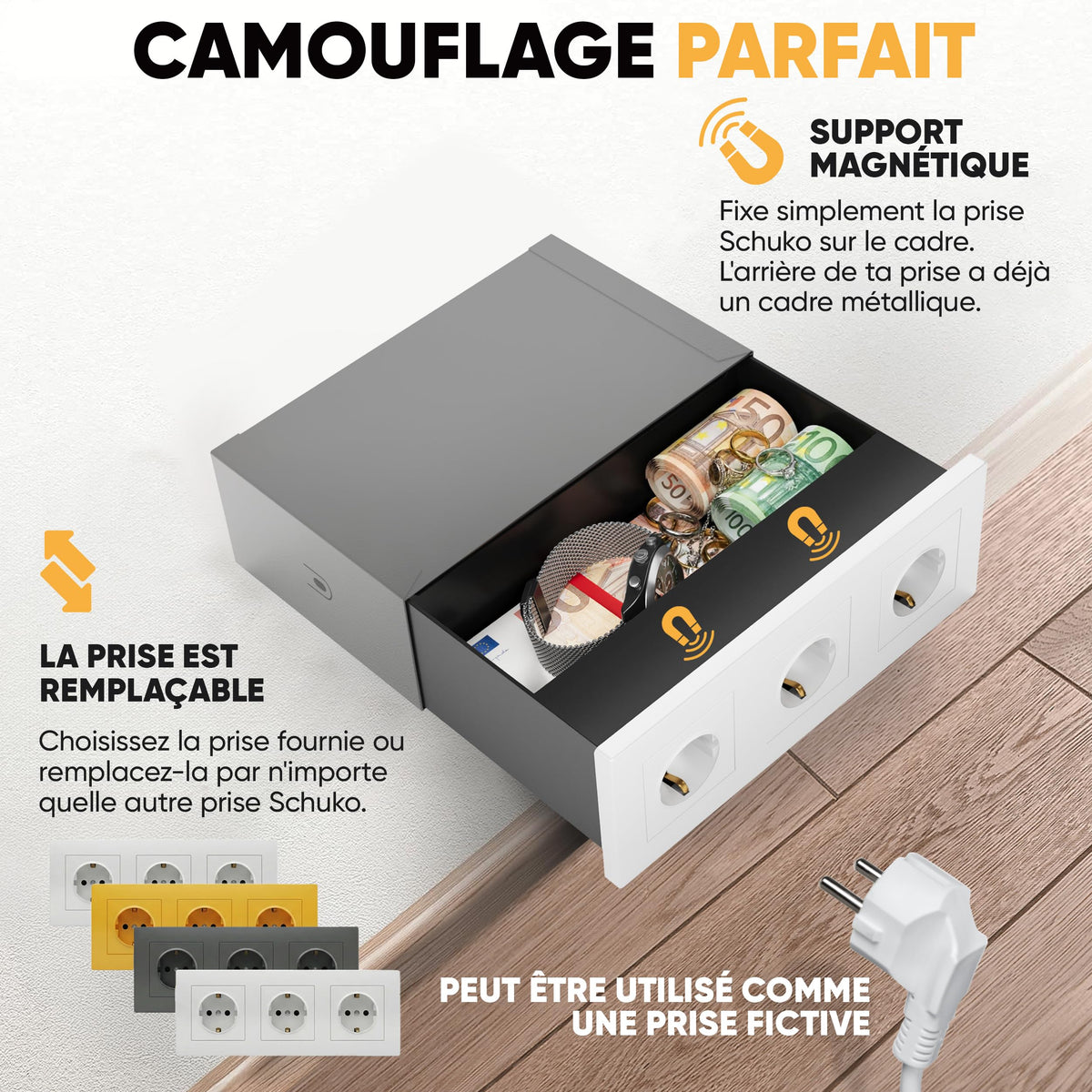 Coffre-fort prise magnétique triple – image 2