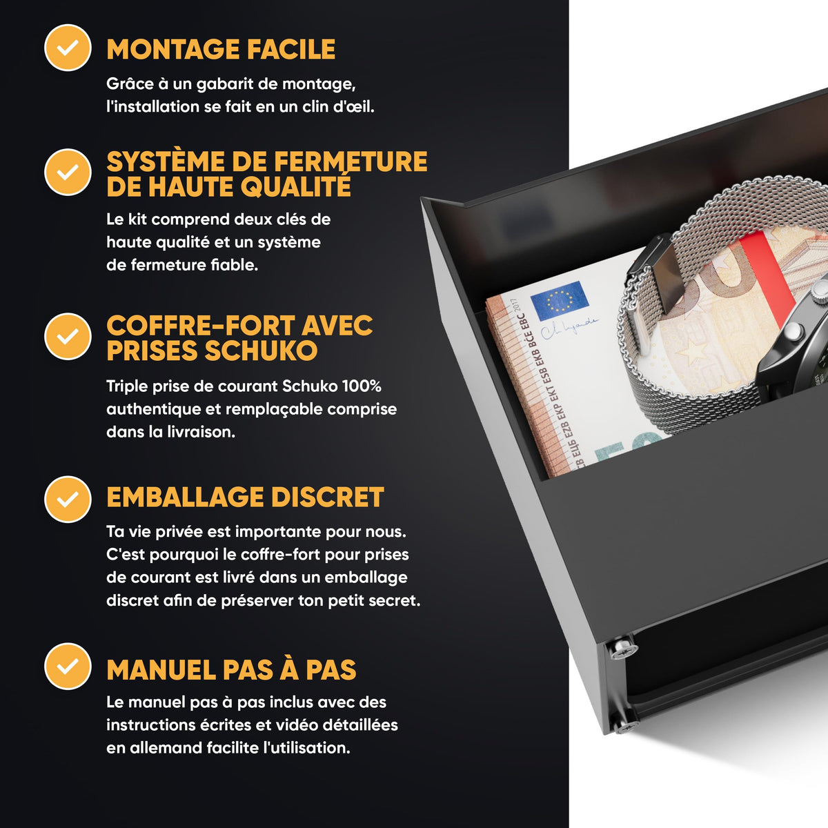 Coffre-fort prise magnétique triple – image 6