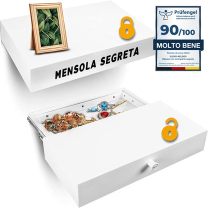 Mensola con scomparto segreto bianca, serratura magnetica – immagine 1