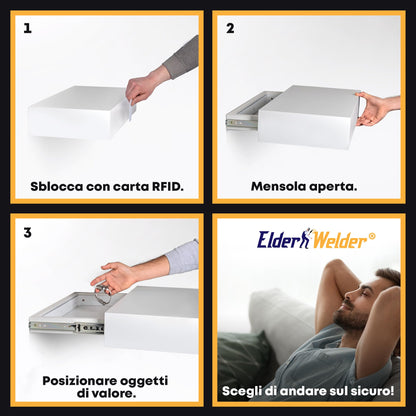 Mensola con scomparto segreto bianca, serratura RFID – immagine 2