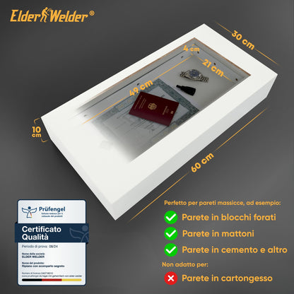 Mensola con scomparto segreto bianca, serratura RFID – immagine 3