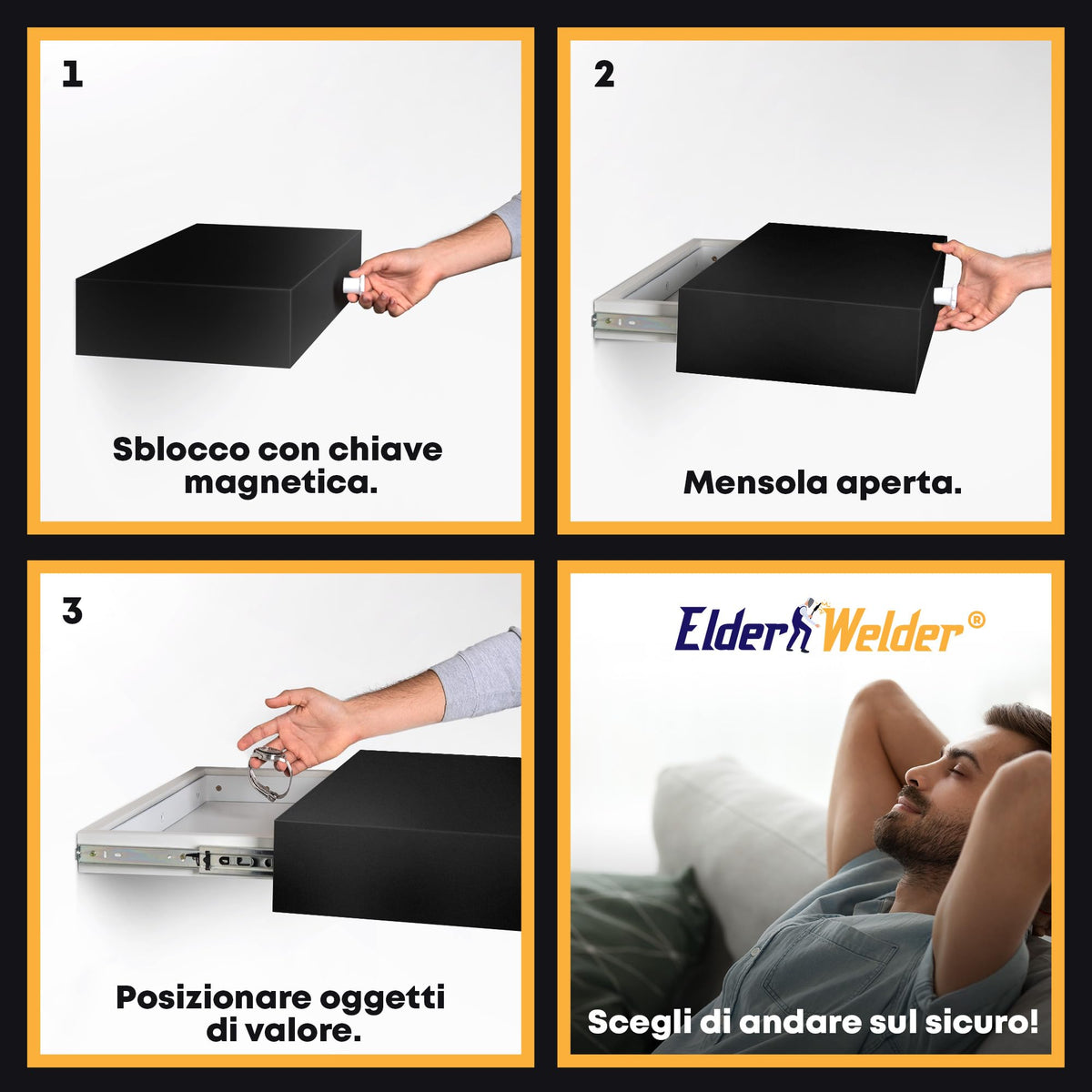 Mensola con scomparto segreto nera – immagine 2