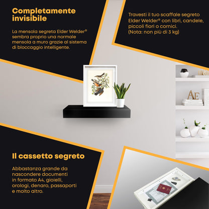 Mensola con scomparto segreto nera – immagine 4