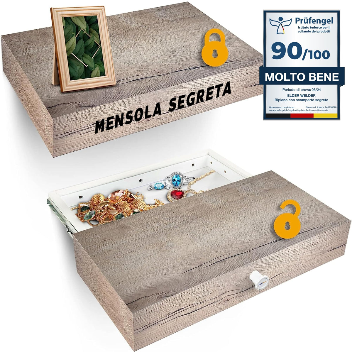 Mensola con scomparto segreto rovere Halifax – immagine 1